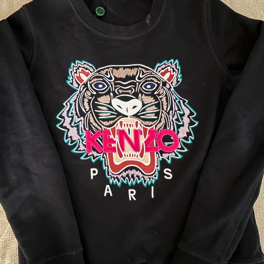 Kenzo Kids Black Sweatshirt with Vibrant Tiger Design